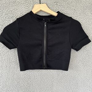 Set Sculptflex Top XS Cropped Full Zipper Up Black Active Gorp Biker Modern